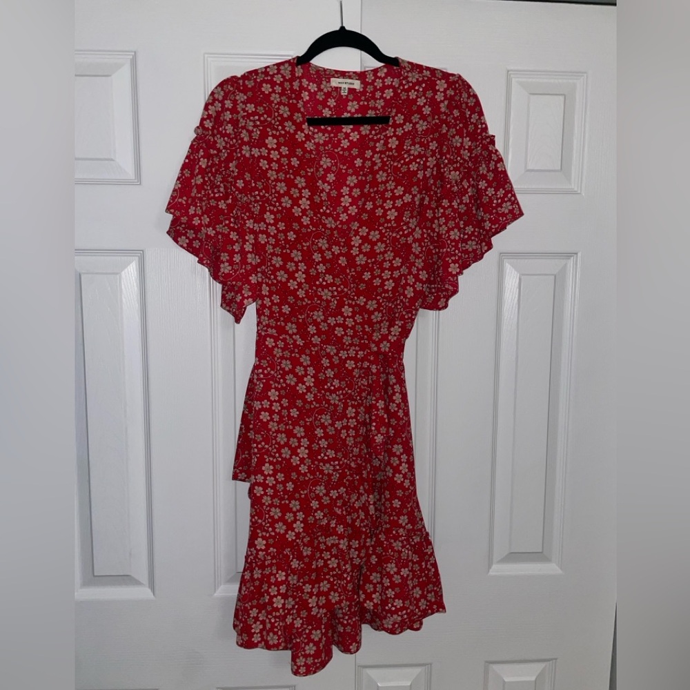 Max Studio Red Floral Midi Dress